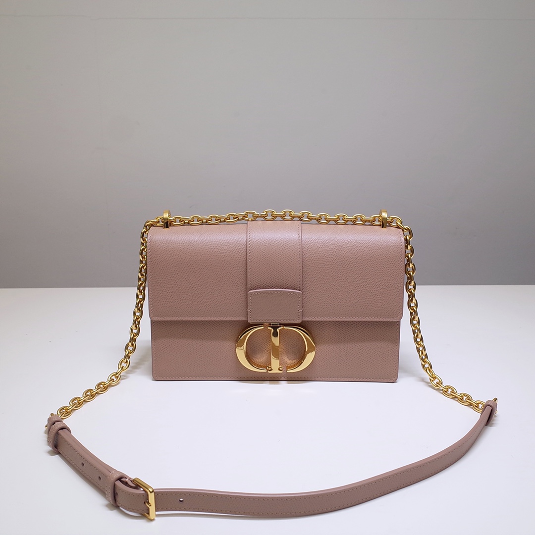 30 Montaigne Chain Bag Pink Grained Calfskin